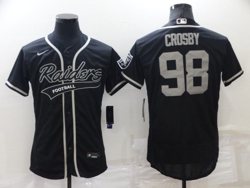 Men's Las Vegas Raiders #98 Maxx Crosby Black Stitched MLB Flex Base Nike Baseball Jersey