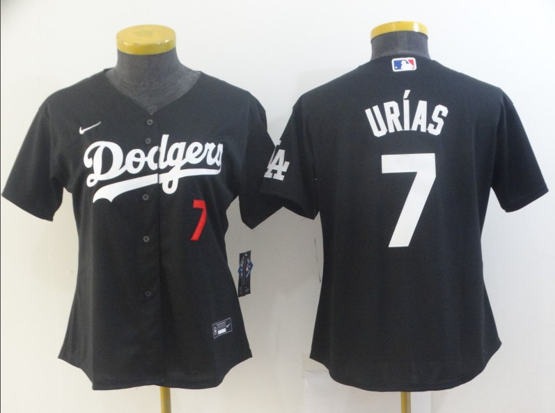 Women's Los Angeles Dodgers #7 Julio Urias Black Stitched MLB Jersey(Run Small)