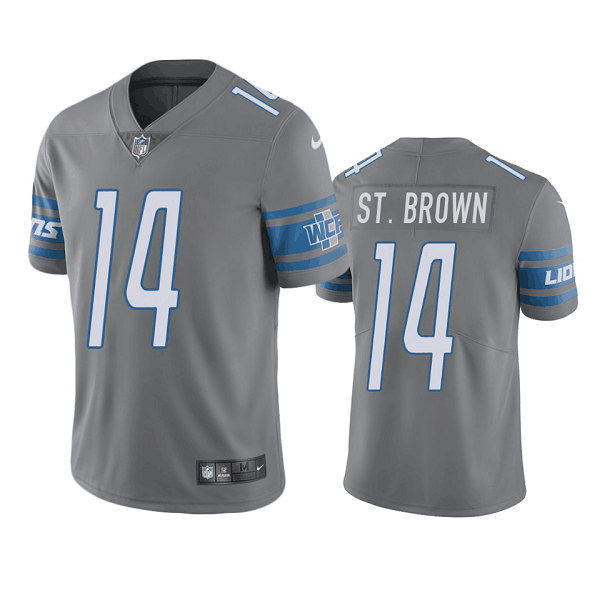 Men's Detroit Lions #14 mon-Ra St. Brown Gray Vapor Untouchable Limited Stitched Jersey