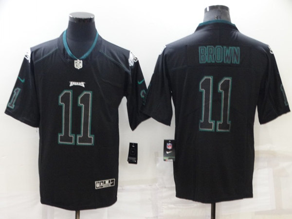 Men's Philadelphia Eagles #11 A. J. Brown Lights Out Black Color Rush Limited Stitched Jersey