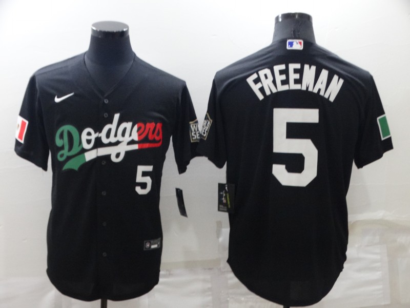 Men's Los Angeles Dodgers #5 Freddie Freeman Black Mexico 2020 World Series Cool Base Nike Jersey