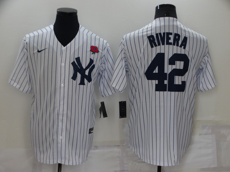 Men's New York Yankees #42 Mariano Rivera White Stitched Rose Nike Cool Base Throwback Jersey