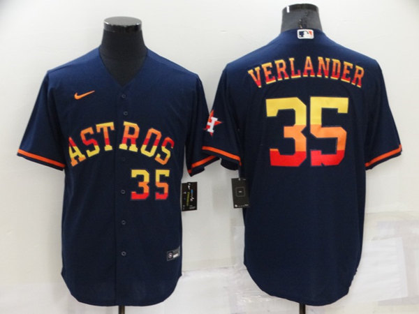 Men's Houston Astros #35 Justin Verlander 2022 Navy Cool Base Stitched Jersey