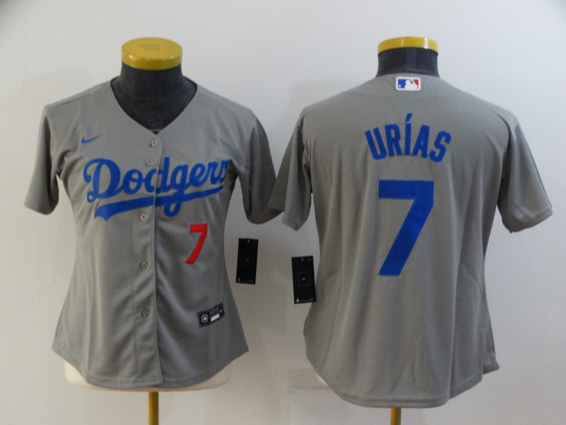 Women's Los Angeles Dodgers #7 Julio Urias Grey Stitched MLB Cool Base Nike Jersey