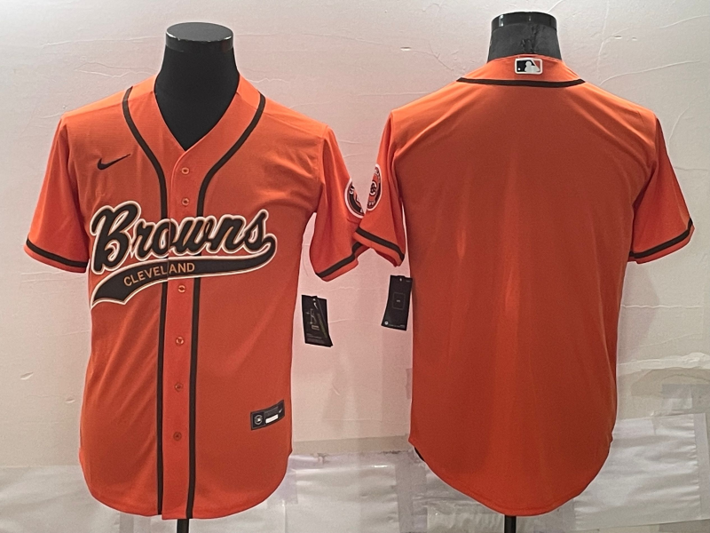 Men's Cleveland Browns Blank Orange Stitched MLB Cool Base Nike Baseball Jersey