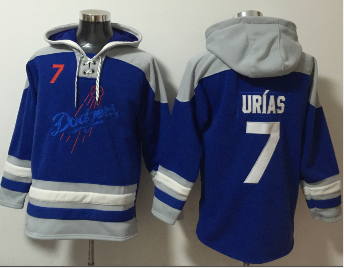 Men's Los Angeles Dodgers #7 Julio Urias Blue Ageless Must Have Lace Up Pullover Hoodie