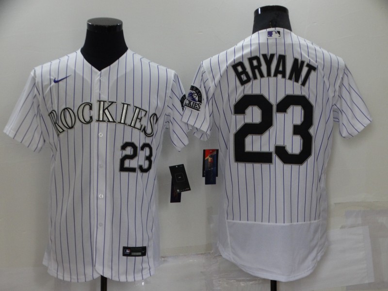 Men's Colorado Rockies #23 Kris Bryant White Stitched MLB Flex Base Nike Jersey