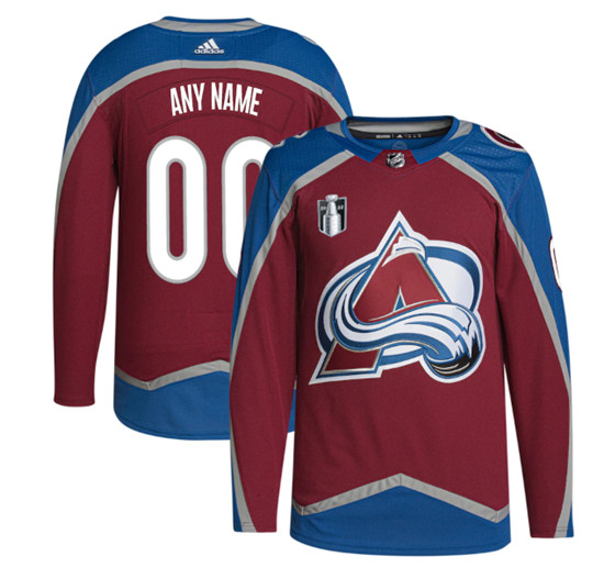 Men's Colorado Avalanche Custom 2022 Burgundy Stanley Cup Final Patch Stitched Jersey