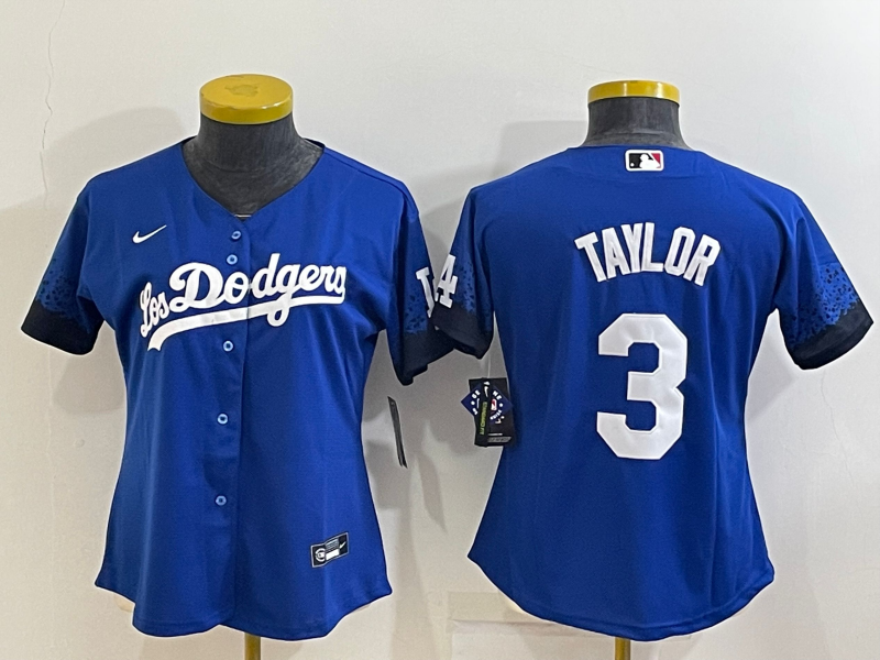 Women's Los Angeles Dodgers #3 Chris Taylor Blue 2022 Cool Base Stitched Nike Jersey