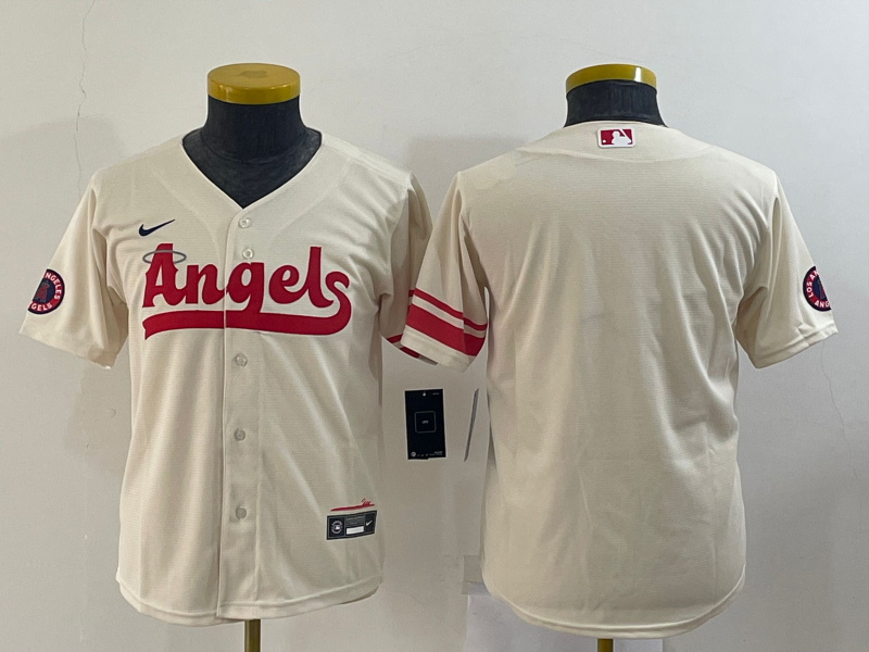 Youth Los Angeles Angels Blank Cream 2022 City Connect Cool Base Stitched Jersey