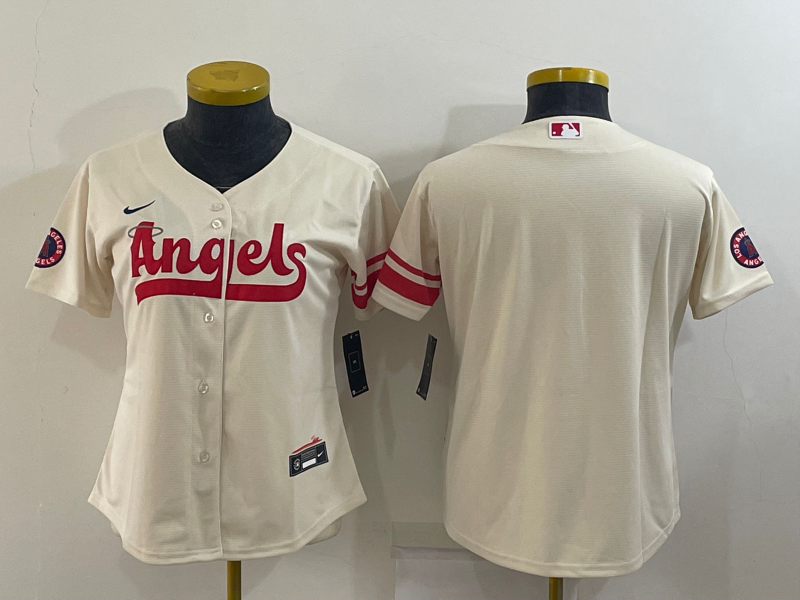 Women's Los Angeles Angels Blank Cream 2022 City Connect Cool Base Stitched Jersey