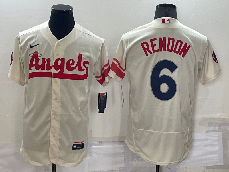 Men's Los Angeles Angels #6 Anthony Rendon Cream 2022 City Connect Flex Base Stitched Jersey