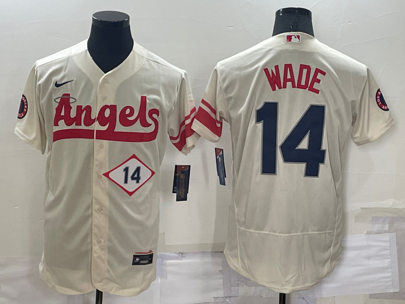 Men's Los Angeles Angels #14 Tyler Wade Number Cream 2022 City Connect Flex Base Stitched Jersey