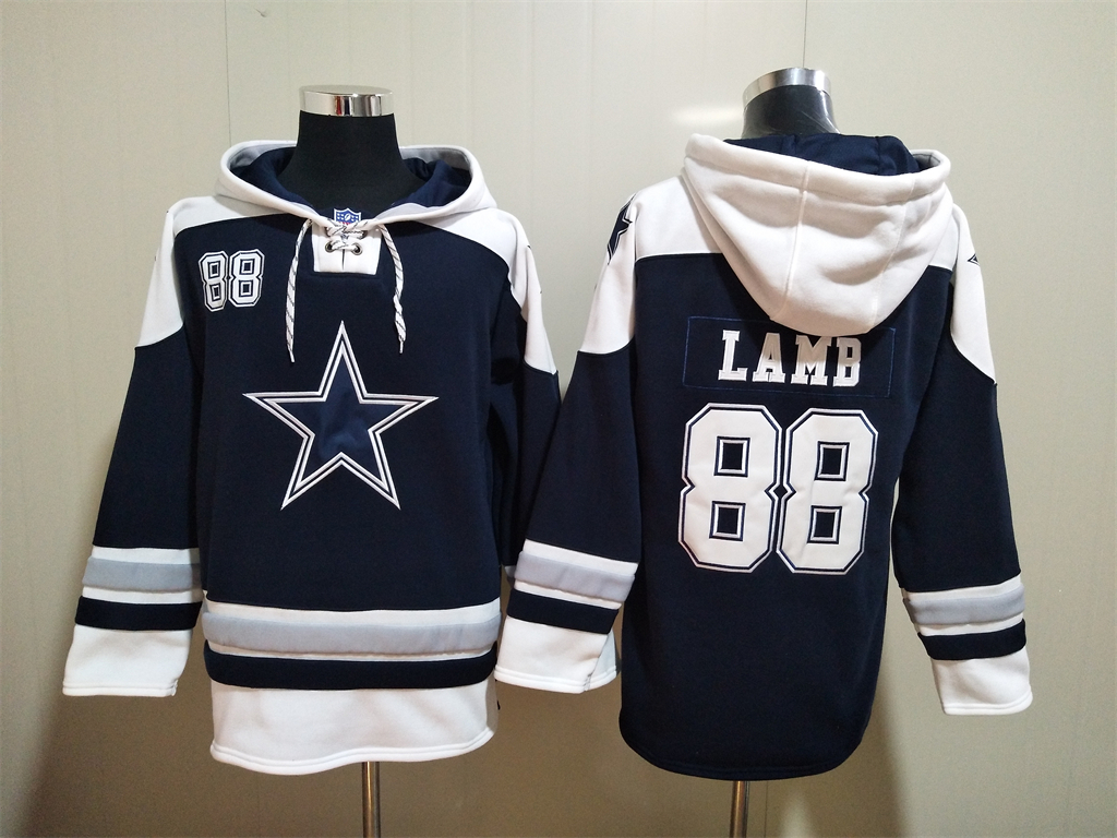 Men's Dallas Cowboys #88 CeeDee Lamb Navy Blue Ageless Must Have Lace Up Pullover Hoodie