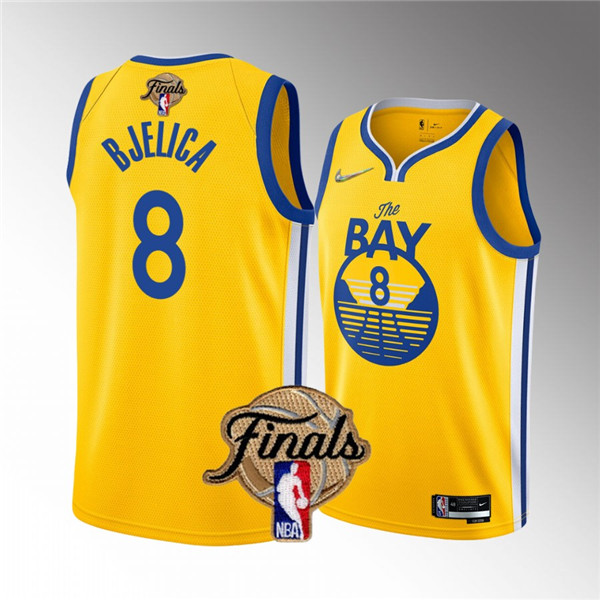 Men's Golden State Warriors #8 Nemanja Bjelica Yellow 2022 Finals Stitched Jersey