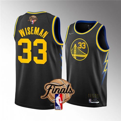 Men's Golden State Warriors #33 James Wiseman 2022 Black NBA Finals Stitched Jersey