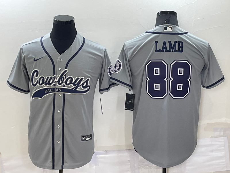 Men's Dallas Cowboys #88 CeeDee Lamb Grey Stitched Cool Base Nike Baseball Jersey