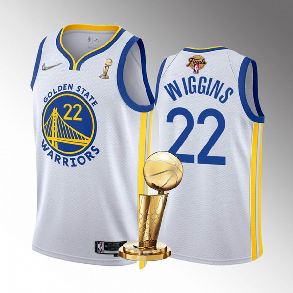 Men's Golden State Warriors #22 Andrew Wiggins White 2022 NBA Finals Champions Stitched Jersey