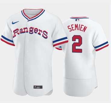 Men's Texas Rangers #2 Marcus Semien White Throwback Stitched Flex Base Nike Jersey