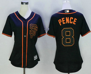 Women's San Francisco Giants #8 Hunter Pence Black SF Cool Base Baseball Jersey