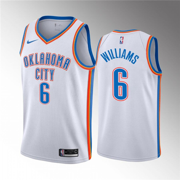 Men's Oklahoma City Thunder #6 Jaylin Williams White Association Edition Stitched Basketball Jersey