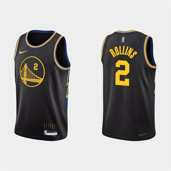 Men's Golden State Warriors #2 Ryan Rollins 2022 Black Stitched Basketball Jersey