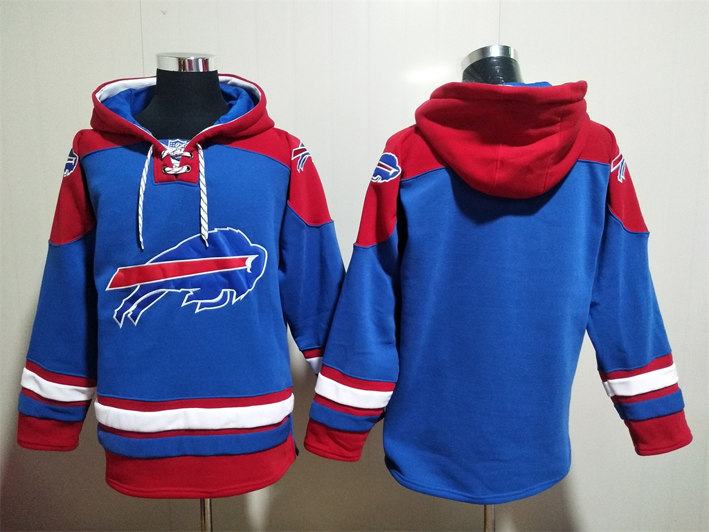 Men's Buffalo Bills Blank Blue Ageless Must Have Lace Up Pullover Hoodie