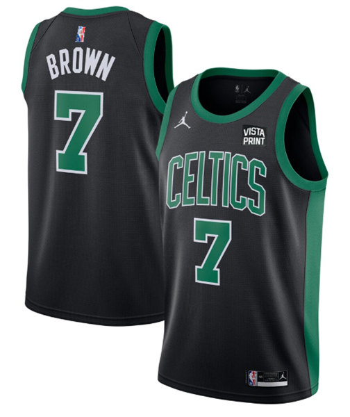 Men's Boston Celtics #7 Jaylen Brown 75th Anniversary Black Stitched Basketball Jersey