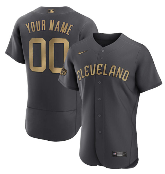 Men's Cleveland Guardians Active Player Custom Charcoal 2022 All-Star Flex Base Stitched MLB Jersey