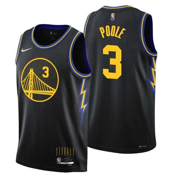 Men's Golden State Warriors #3 Jordan Poole Black Stitched Basketball Jersey