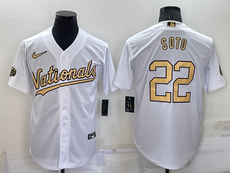 Men's Washington Nationals #22 Juan Soto White 2022 All Star Stitched Cool Base Nike Jersey