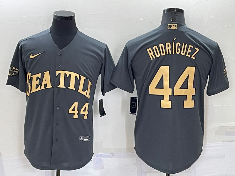 Men's Seattle Mariners #44 Julio Rodriguez Number Grey 2022 All Star Stitched Cool Base Nike Jersey