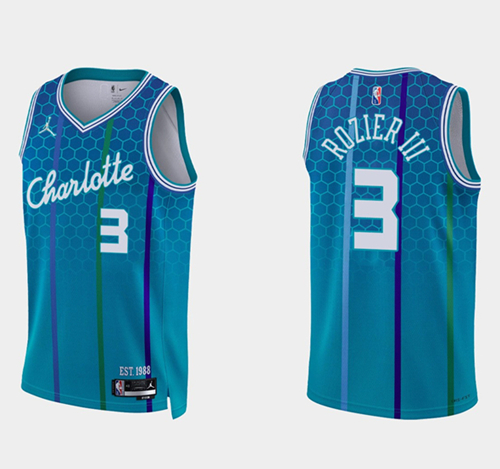 Men's Charlotte Hornets #3 Terry Rozier III Blue 75th Anniversary City Stitched Basketball Jersey