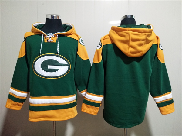 Men's Green Bay Packers Blank Green Lace-Up Pullover Hoodie