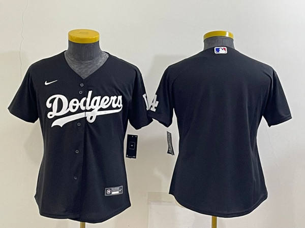 Women's Los Angeles Dodgers Blank Black Stitched Baseball Jersey(Run Small)