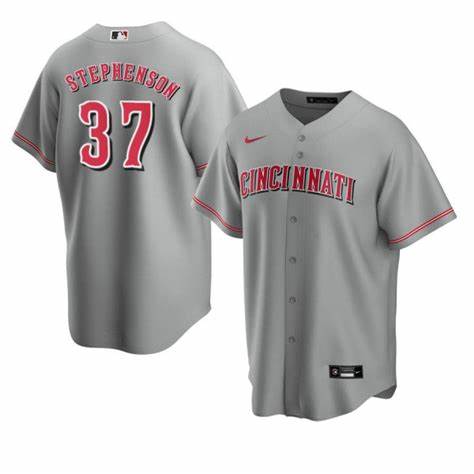 Men's Cincinnati Reds #37 Tyler Stephenson Grey MLB Cool Base Nike Jersey