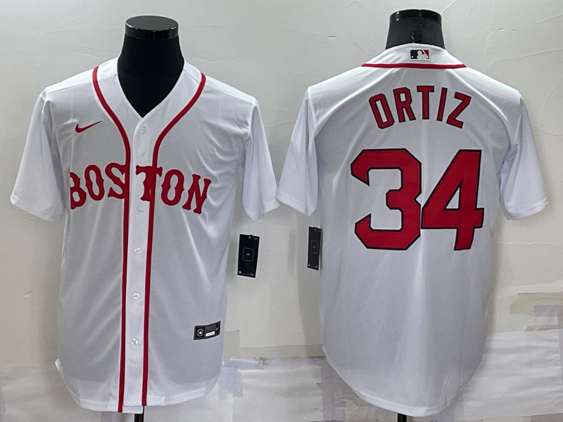 Men's Boston Red Sox #34 David Ortiz White Stitched MLB Cool Base Nike Jersey