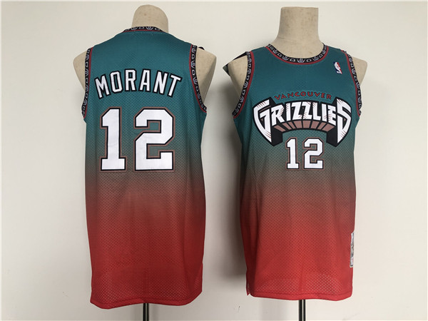 Men's Memphis Grizzlies #12 Ja Morant Teal Red Throwback Stitched Jersey