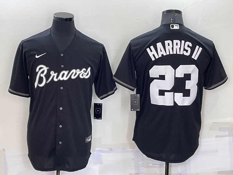 Men's Atlanta Braves #23 Michael Harris II Black Turn Back The Clock Stitched Cool Base Jersey