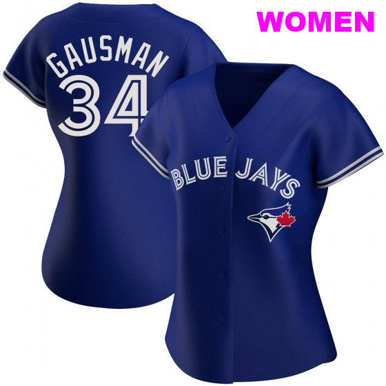 WOMEN'S TORONTO BLUE JAYS #34 KEVIN GAUSMAN ROYAL ALTERNATE JERSEY