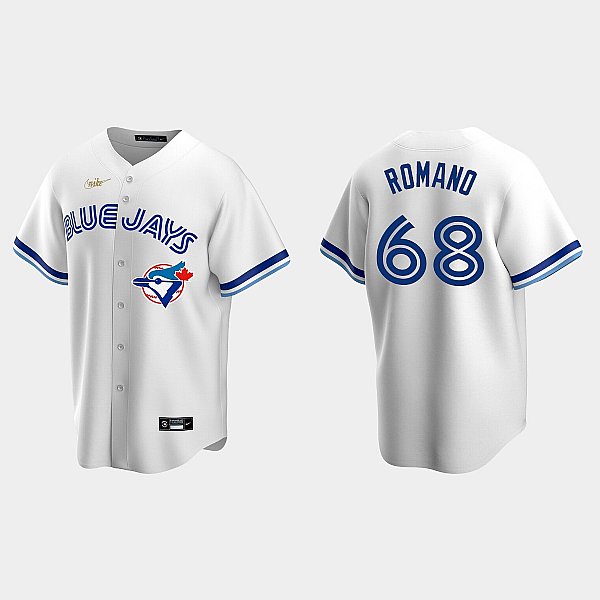 Men's Jordan Romano Blue Jays #68 White Cooperstown Collection Jersey