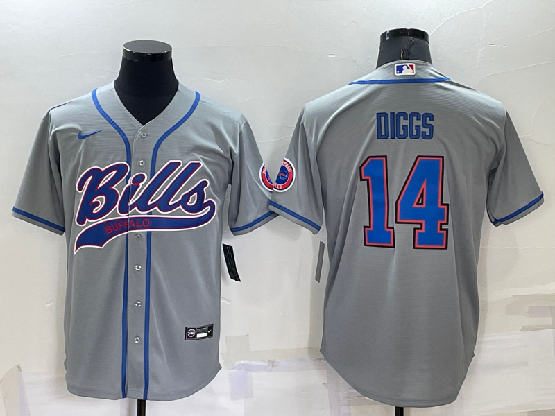 Men's Buffalo Bills #14 Stefon Diggs Grey Stitched Cool Base Nike Baseball Jersey