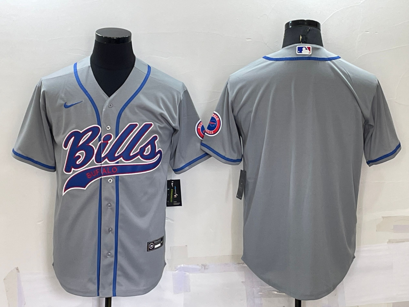 Men's Buffalo Bills Blank Grey Stitched MLB Cool Base Nike Baseball Jersey