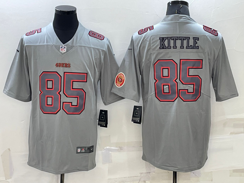 Men's San Francisco 49ers #85 George Kittle LOGO Grey Atmosphere Fashion 2022 Vapor Untouchable Stitched Limited Jersey