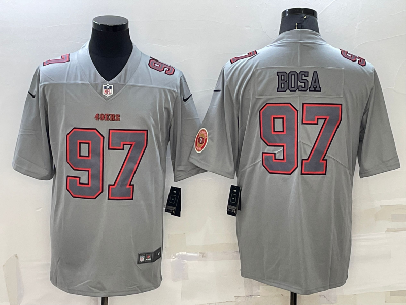 Men's San Francisco 49ers #97 Nick Bosa LOGO Grey Atmosphere Fashion 2022 Vapor Untouchable Stitched Limited Jersey