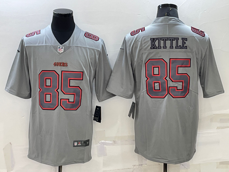 Men's San Francisco 49ers #85 George Kittle Grey Atmosphere Fashion 2022 Vapor Untouchable Stitched Limited Jersey