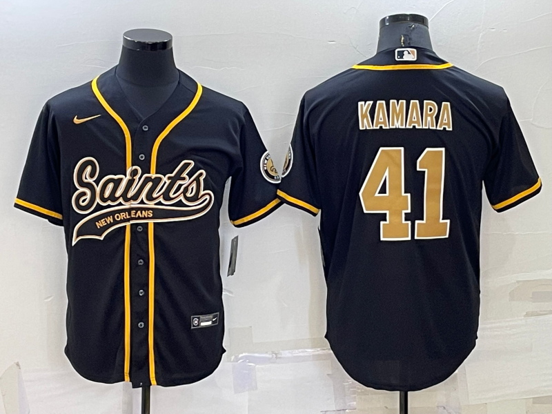 Men's New Orleans Saints #41 Alvin Kamara Black Stitched MLB Cool Base Nike Baseball Jersey