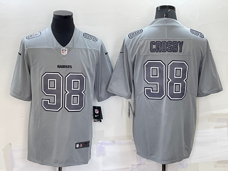 Men's Las Vegas Raiders #98 Maxx Crosby Grey Atmosphere Fashion 2022 Vapor Untouchable Stitched Limited Jersey