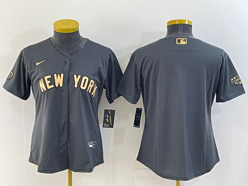 Women's New York Yankees Blank Grey 2022 All Star Stitched Cool Base Nike Jersey