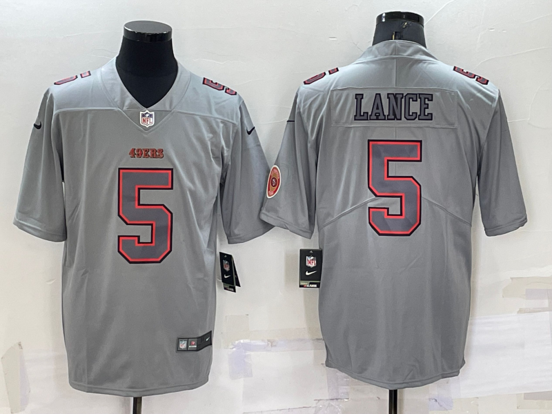 Men's San Francisco 49ers #5 Trey Lance LOGO Grey Atmosphere Fashion Vapor Untouchable Stitched Limited Jersey